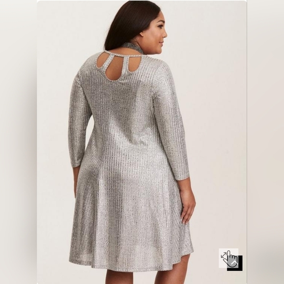 Torrid silver metallic ribbed shimmer dress size 2 - Picture 4 of 5